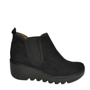 New! Fly London Byne349Fly Wedge Bootie Black Suede Size 40 EU 10 US DD456B